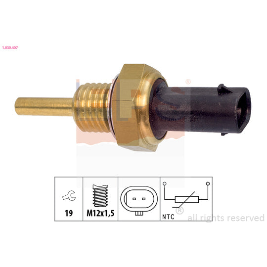 Eps 1.830.407 Sensor, coolant temperature to suit Jeep, Alfa Romeo