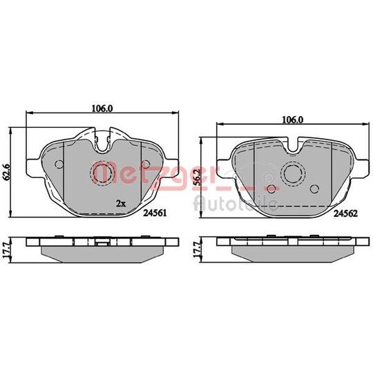 Metzger Brake Pad Set, disc brake to suit BMW