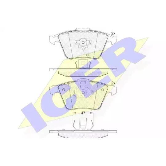 Icer Brake Pad Set, disc brake to suit Ford, Mazda, Volvo