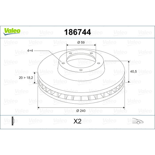 Valeo Brake Disc to suit Ford, Fiat