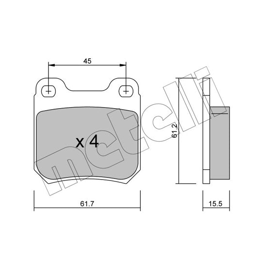 Metelli Brake Pad Set, disc brake to suit Opel, Vauxhall, Saab