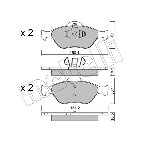 Metelli Brake Pad Set, disc brake to suit Ford, Mazda