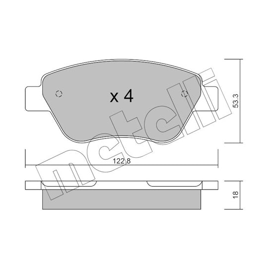 Metelli Brake Pad Set, disc brake to suit Fiat, Lancia