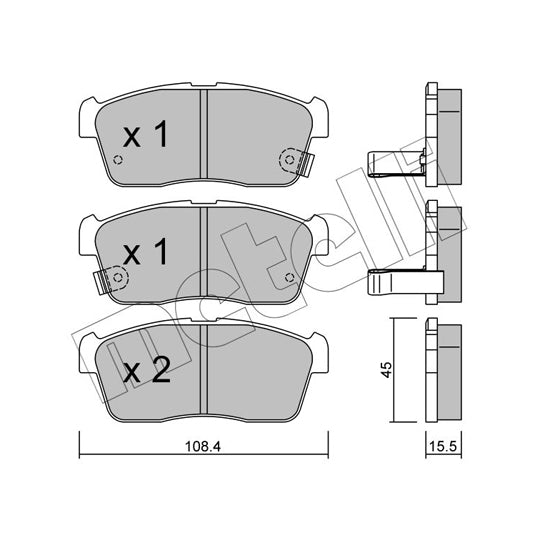 Metelli Brake Pad Set, disc brake to suit Nissan, Suzuki, Daihatsu
