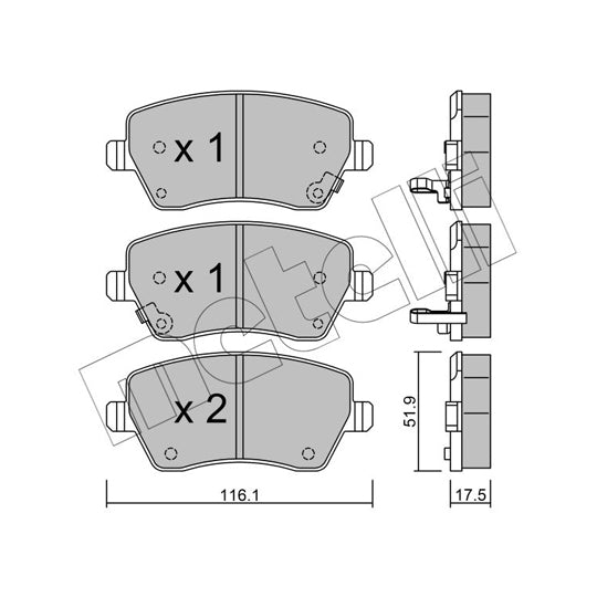 Metelli Brake Pad Set, disc brake to suit Nissan