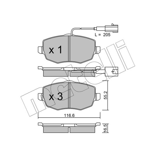 Metelli Brake Pad Set, disc brake to suit Lancia