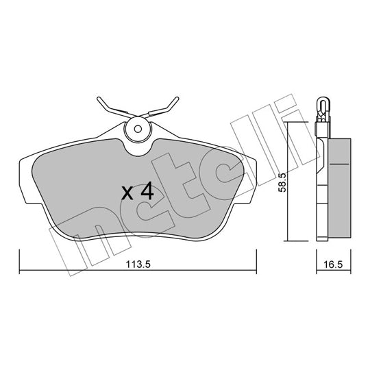 Metelli Brake Pad Set, disc brake to suit Toyota, Peugeot, Citroën