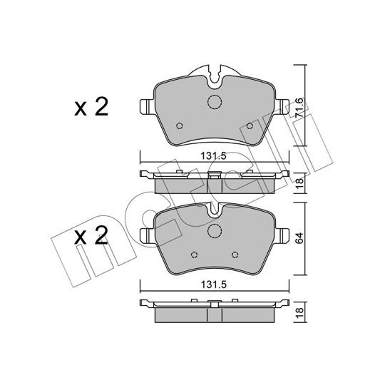Metelli Brake Pad Set, disc brake to suit Mini
