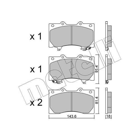 Metelli Brake Pad Set, disc brake to suit Nissan