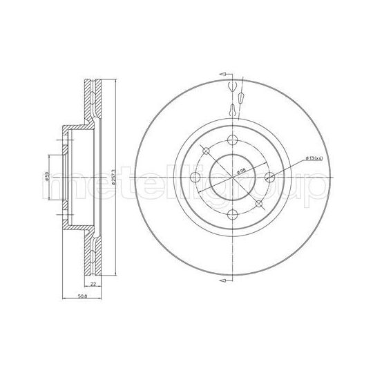 Metelli Brake Disc to suit Fiat, Alfa Romeo, Lancia
