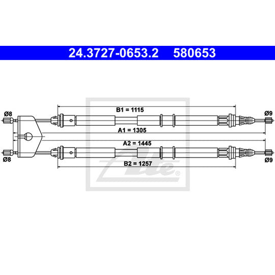 Ate Cable, parking brake to suit Ford, Mazda