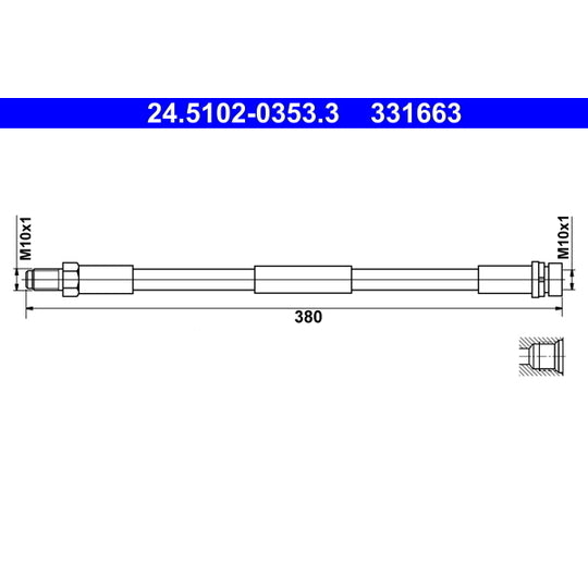 Ate 24.5102-0353.3 Brake Hose to suit Ford