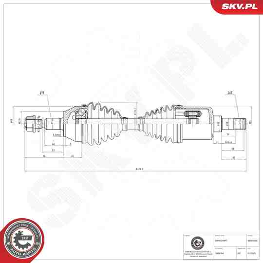 Esen Skv 40SKV030 Drive Shaft to suit Ford