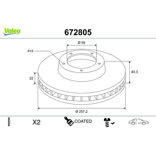 Valeo Brake Disc to suit Peugeot, Citroën, Fiat