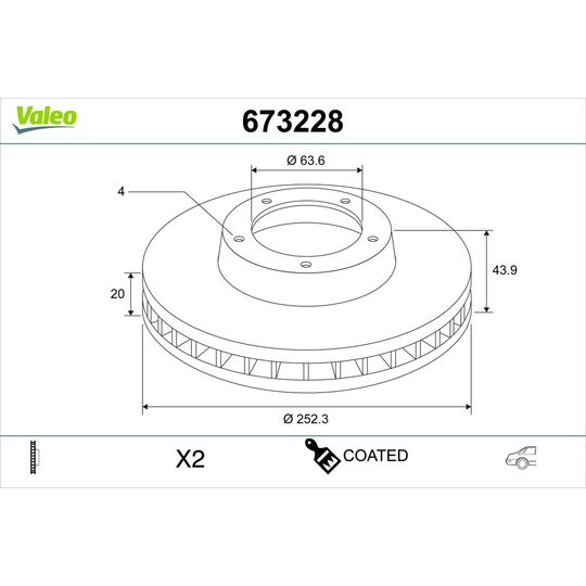Valeo 673228 Brake Disc to suit Ford