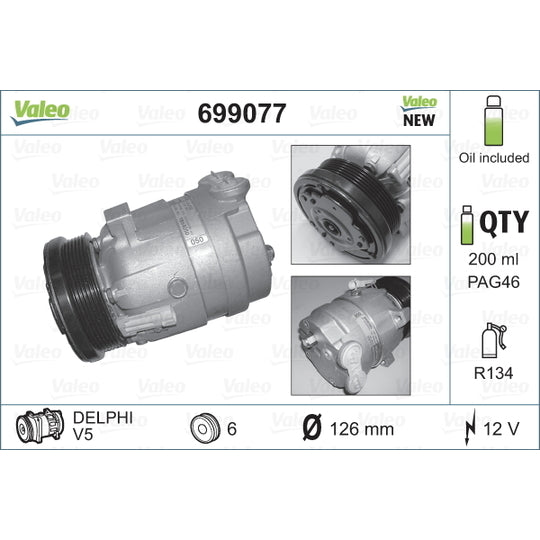 Valeo Compressor, air conditioning to suit Opel, Vauxhall