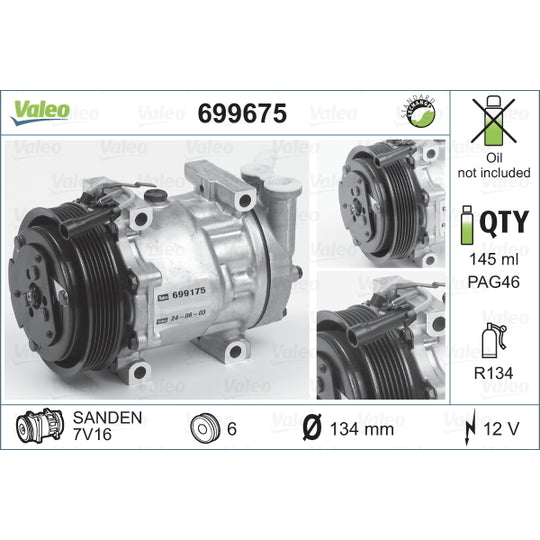 Valeo Compressor, air conditioning to suit Fiat, Alfa Romeo, Lancia