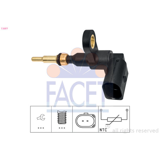 Facet 7.3377 Sensor, coolant temperature to suit Audi, VW, Seat