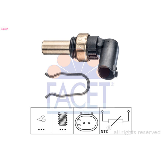 Facet 7.3387 Sensor, coolant temperature to suit Chevrolet, Opel, Vauxhall