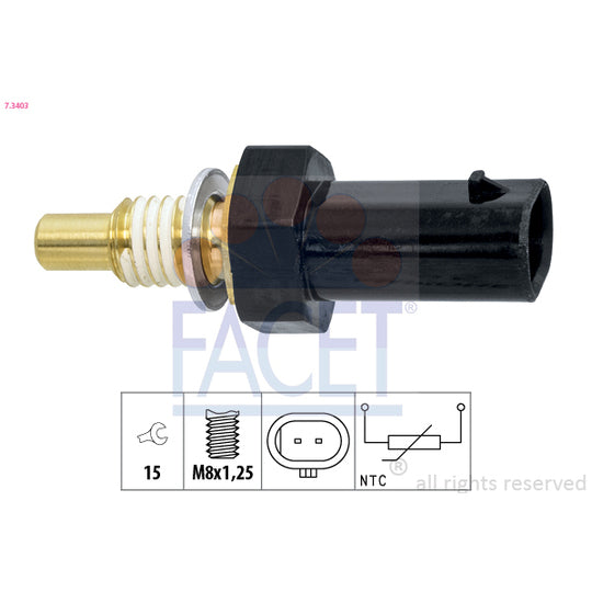Facet 7.3403 Sensor, coolant temperature to suit Opel, Vauxhall