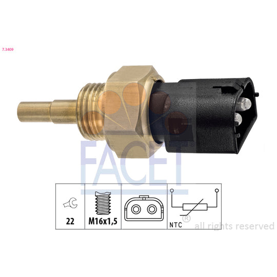 Facet 7.3409 Sensor, coolant temperature to suit Volvo