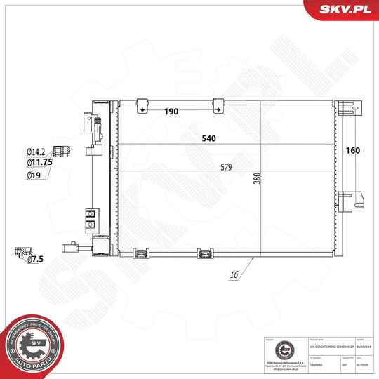Esen Skv 86SKV044 Condenser, air conditioning to suit Opel, Vauxhall