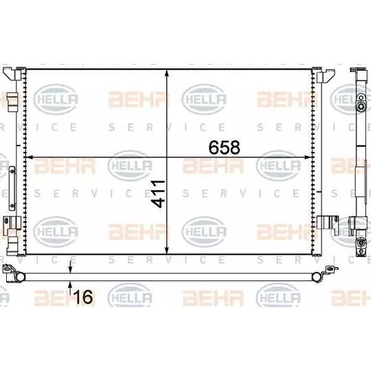 Hella 8FC 351 300-304 Condenser, air conditioning to suit Fiat, Opel, Vauxhall