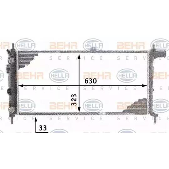 Hella Radiator, engine cooling to suit Opel, Vauxhall