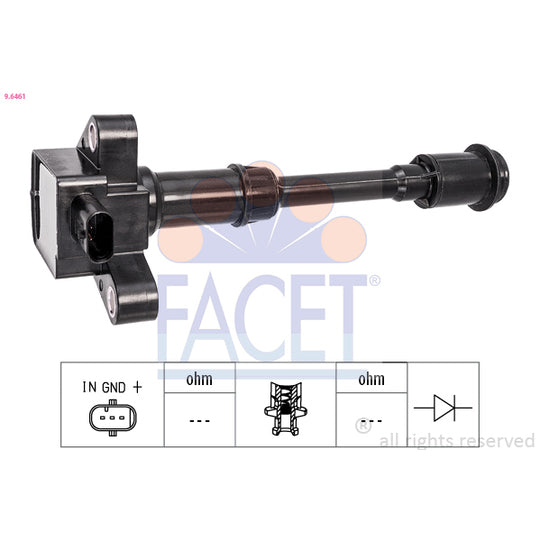 Facet 9.6461 Ignition coil to suit Ford, Hitachi, Volvo