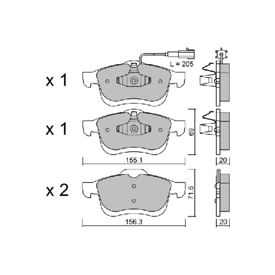 Aisin Brake Pad Set, disc brake to suit Fiat, Opel, Lancia