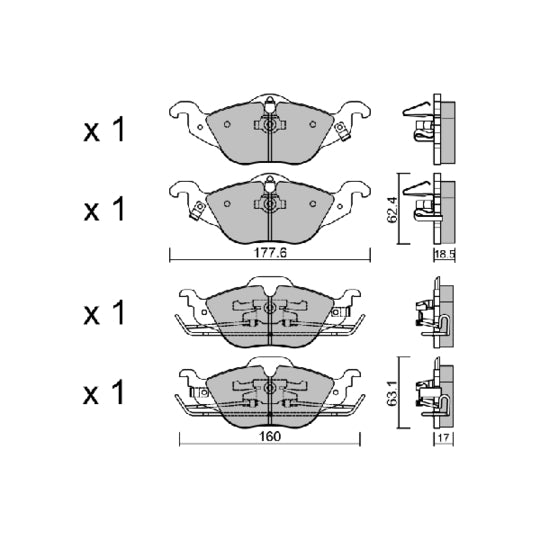 Aisin Brake Pad Set, disc brake to suit Opel