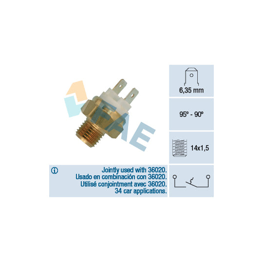 Fae Temperature Switch, radiator fan to suit BMW, Opel