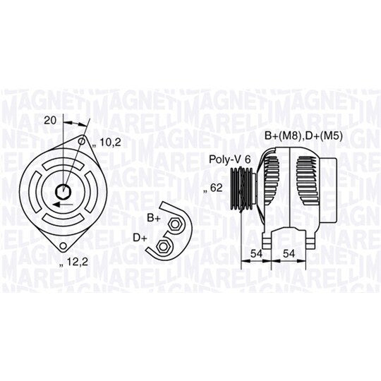 Magneti Marelli Alternator to suit Fiat, Alfa Romeo