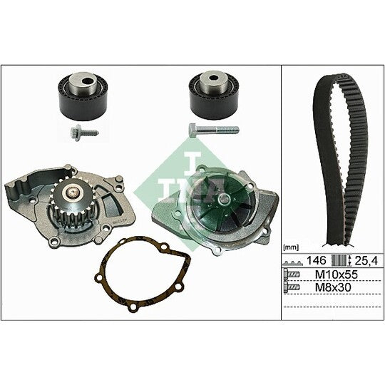 Ina Water Pump & Timing Belt Set to suit Peugeot, Citroën, Fiat