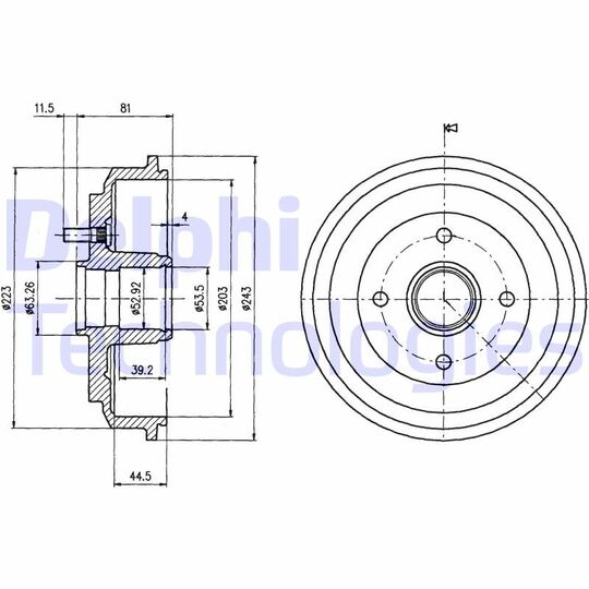 Delphi Brake Drum to suit Ford, Mazda