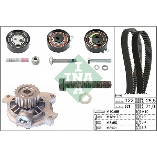 Ina Water Pump & Timing Belt Set to suit Audi, VW, Seat
