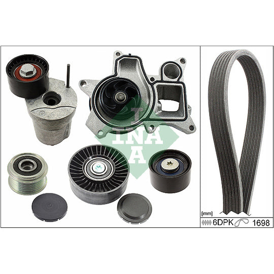 Ina Water Pump + V-Ribbed Belt Set to suit BMW, Mini