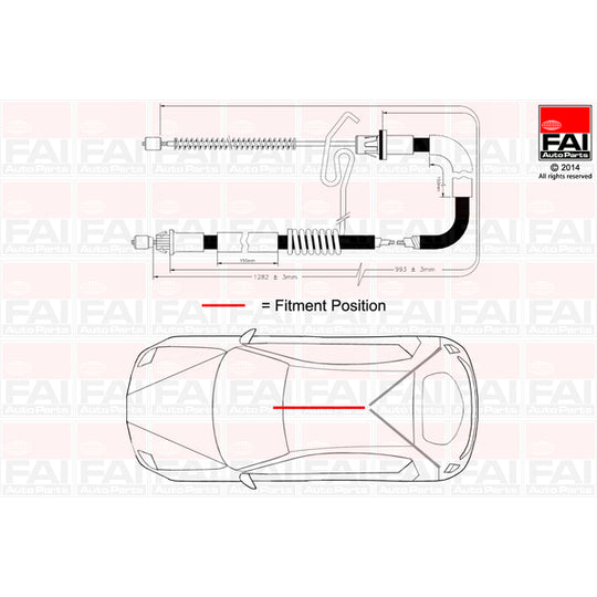 Fai Autoparts Cable, parking brake to suit Ford