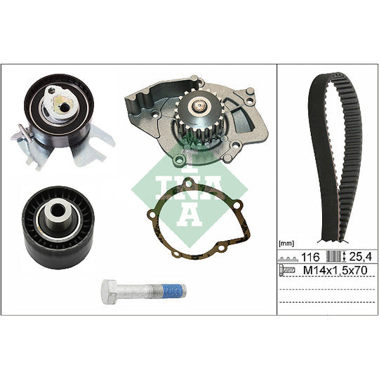 Ina Water Pump & Timing Belt Set to suit Ford, Peugeot, Citroën