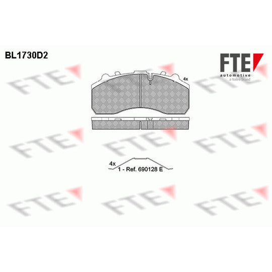 Fte Brake Pad Set, disc brake to suit Mercedes-Benz, Iveco, Daf