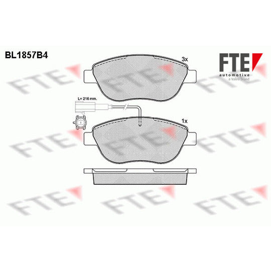 Fte Brake Pad Set, disc brake to suit Fiat, Opel, Vauxhall