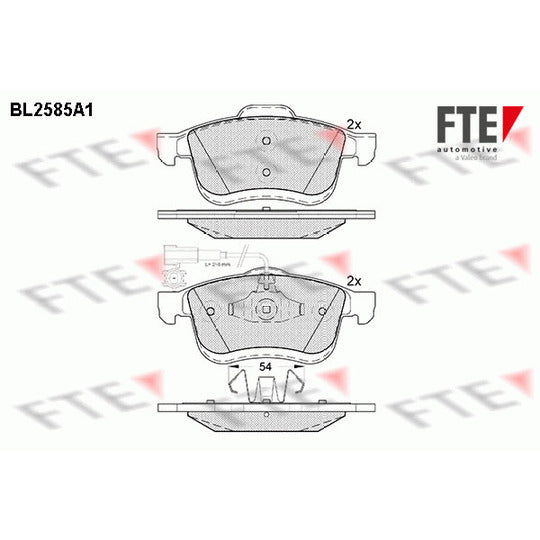 Fte Brake Pad Set, disc brake to suit Fiat, Chevrolet, Opel