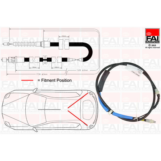 Fai Autoparts Cable, parking brake to suit Ford