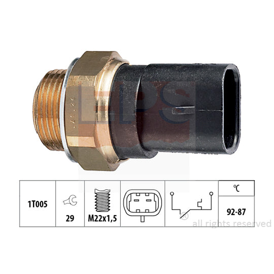 Eps 1.850.031 Temperature Switch, radiator fan to suit Fiat, Iveco, Alfa Romeo