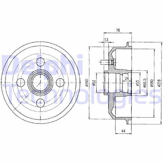 Delphi Brake Drum to suit Ford, Mazda