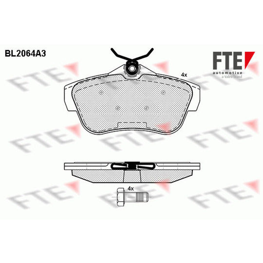 Fte Brake Pad Set, disc brake to suit Peugeot, Citroën, Fiat