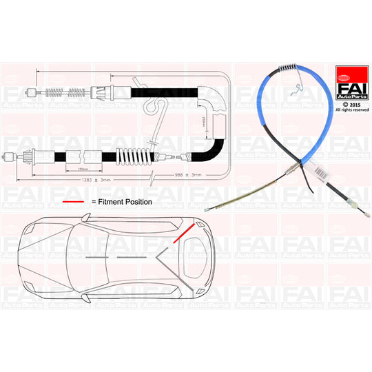 Fai Autoparts Cable, parking brake to suit Ford
