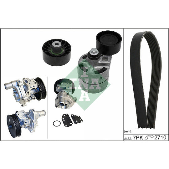 Ina Water Pump + V-Ribbed Belt Set to suit Ford