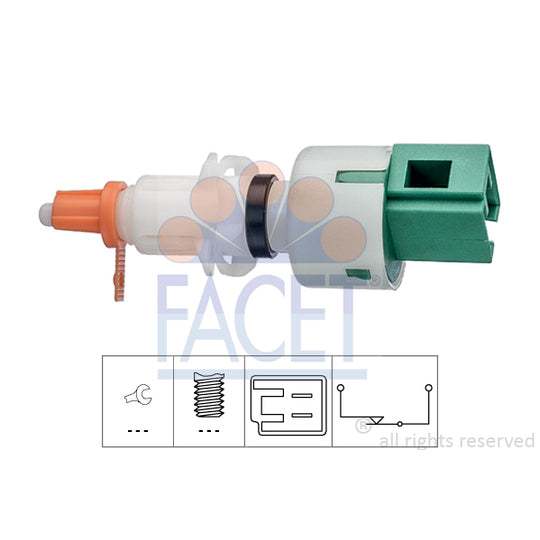 Facet 7.1249 Switch, clutch control (cruise control) to suit Peugeot, Citroën, Fiat