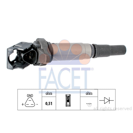 Facet Ignition coil to suit BMW, Peugeot, Citroën